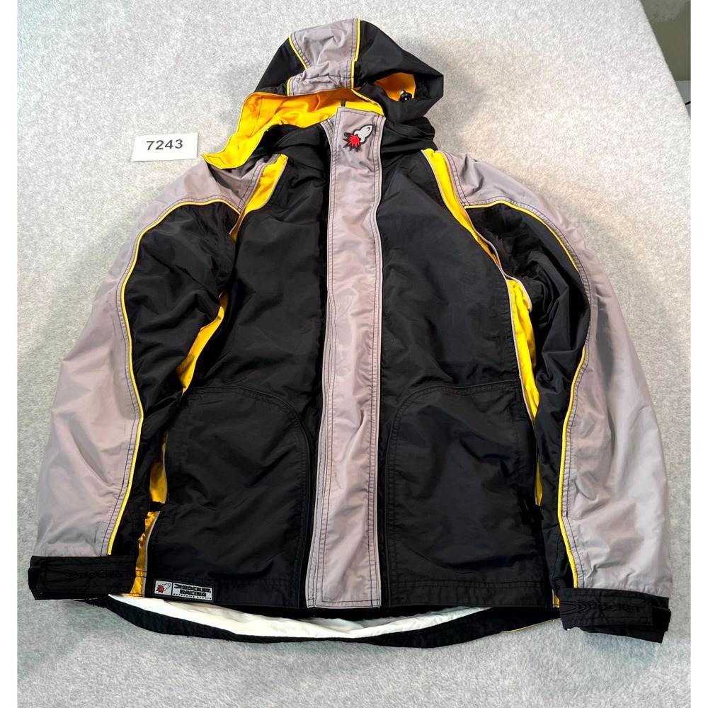 Joe Rocket Racing Superbike Sports Jacket Mens XL Black Yellow Hooded Motorcycle